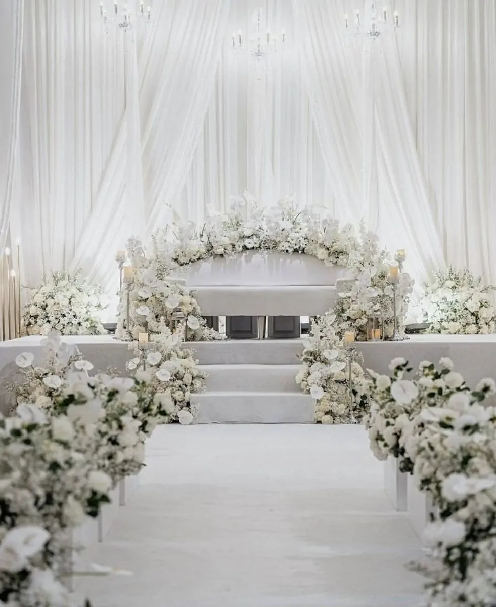 White floral aisle