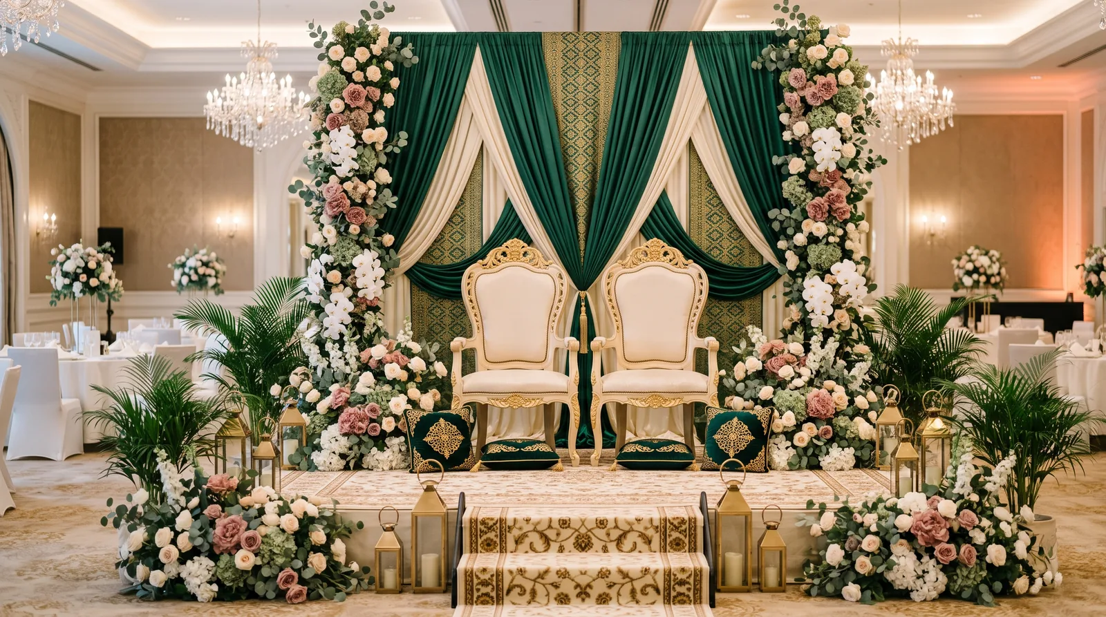 Illustrative pelamin styling for a walimah